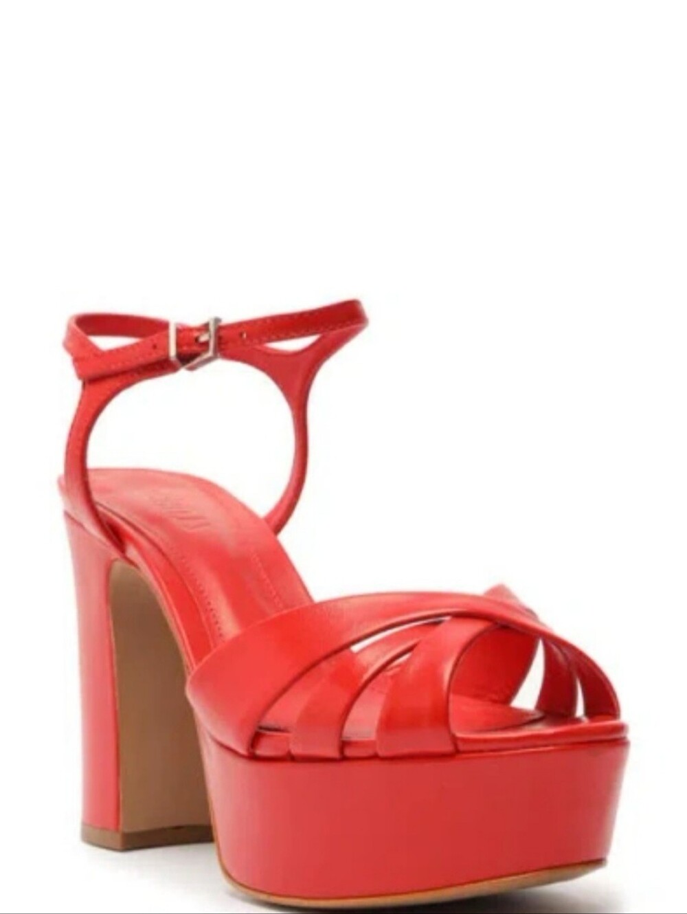 SCHUTZ Red Platform Block Heel Sandals